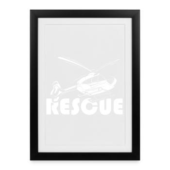 rescue bergrettung helikopter heli flying symbol - Gerahmtes Poster (27 × 37 cm) - Schwarz - Vorne