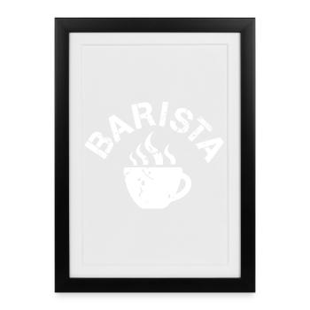 Barista Cafe Kaffee Symbol Logo icon Illustration - Gerahmtes Poster (27 × 37 cm) - Schwarz - Vorne