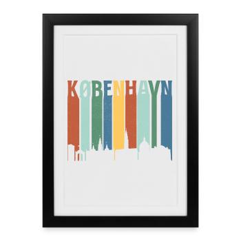 København Neon Skyline Pattern - Framed poster (27 × 37 cm) - black - Front