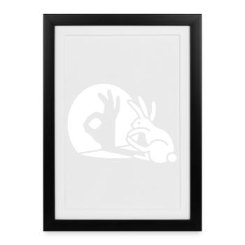 Rabbit Shadow Hand ItalieOkay OK signe - Affiche encadrée (27 × 37 cm) - noir - Devant