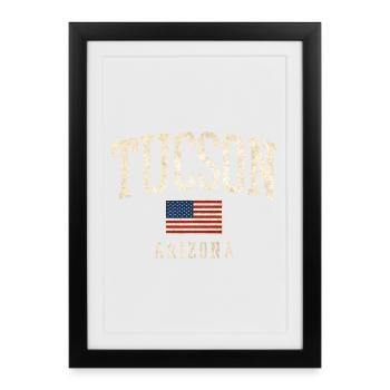 Imprimé de drapeau vintage de Tucson, Arizona - Affiche encadrée (27 × 37 cm) - noir - Devant
