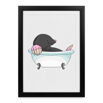Mole Bathing Bathtub - Framed poster (27 × 37 cm) - black - Front