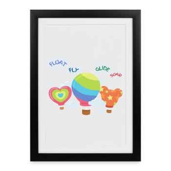 Float Fly Glide Soar Balloons - T-Shirt Enfant - Affiche encadrée (27 × 37 cm) - noir - Devant
