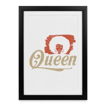 Silhouette afro de la Reine - Affiche encadrée (27 × 37 cm) - noir - Devant