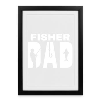 pêche, pêcheur, fan de pêche - Affiche encadrée (27 × 37 cm) - noir - Devant