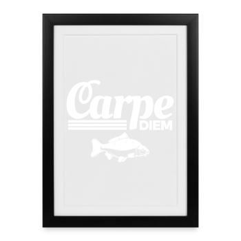 pêche, pêcheur, fan de pêche - Affiche encadrée (27 × 37 cm) - noir - Devant