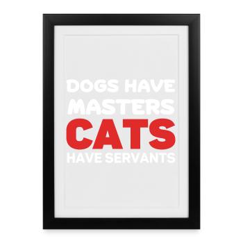 Chats ont des serviteurs - Affiche encadrée (27 × 37 cm) - noir - Devant
