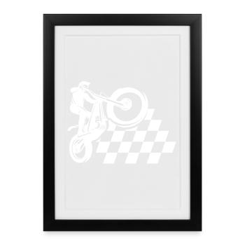 moto, motard, motocross - Affiche encadrée (27 × 37 cm) - noir - Devant