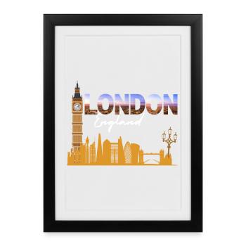 London Skyline Gradient Script - Framed poster (27 × 37 cm) - black - Front