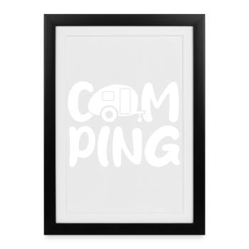 Camping Caravane Écriture Bande Dessinée Caravane - Affiche encadrée (27 × 37 cm) - noir - Devant