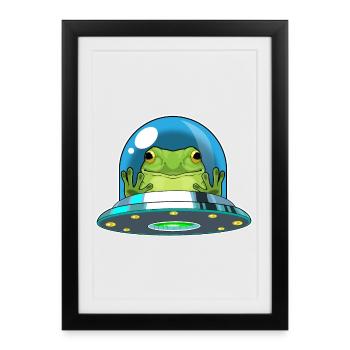 Frog Spaceship Space - Affiche encadrée (27 × 37 cm) - noir - Devant