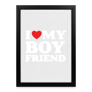 J’aime mon petit ami - Affiche encadrée (27 × 37 cm) - noir - Devant