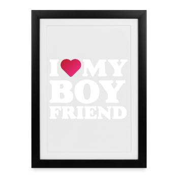 J’aime mon petit ami - Affiche encadrée (27 × 37 cm) - noir - Devant