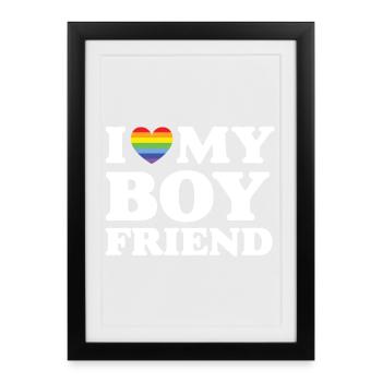 J’aime mon petit ami - LGBTQ - Affiche encadrée (27 × 37 cm) - noir - Devant