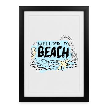 Bienvenue à Beach Scene - Affiche encadrée (27 × 37 cm) - noir - Devant
