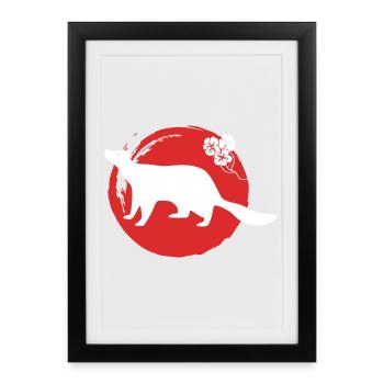 Marten Silhouette Japonaise - Affiche encadrée (27 × 37 cm) - noir - Devant