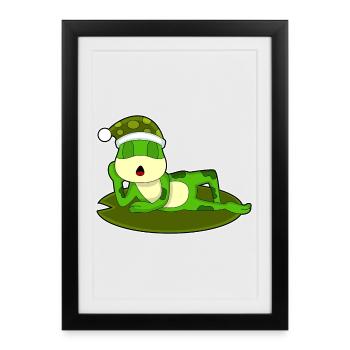 Grenouille Sleeping Nightcap - Affiche encadrée (27 × 37 cm) - noir - Devant