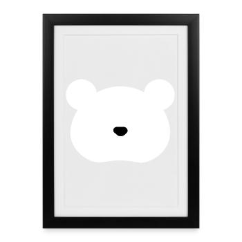 Ours blanc - Affiche encadrée (27 × 37 cm) - noir - Devant