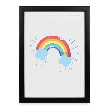 Pastel Rainbow Raincloud Arc - Framed poster (27 × 37 cm) - black - Front