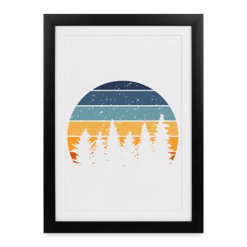 Forêt nature arbre retro - Affiche encadrée (27 × 37 cm) - noir - Devant