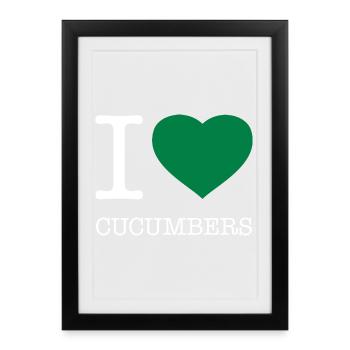 J’AIME LES CONCOMBRES Gurken - Affiche encadrée (27 × 37 cm) - noir - Devant