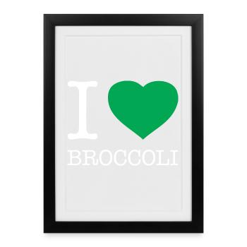 J’ADORE LE BROCOLI Brokkoli - Affiche encadrée (27 × 37 cm) - noir - Devant