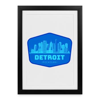 Ligne d’horizon de Détroit - Affiche encadrée (27 × 37 cm) - noir - Devant