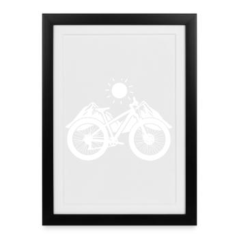 Graphismes de vélo de montagne - Affiche encadrée (27 × 37 cm) - noir - Devant