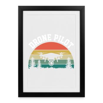 Pilote de drone - Affiche encadrée (27 × 37 cm) - noir - Devant