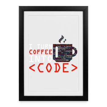 Programmers generate code from coffee - Framed poster (27 × 37 cm) - black - Front