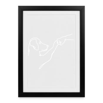 Oneliner - Dog and Human Fist - Framed poster (27 × 37 cm) - black - Front