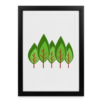 Trees Minimalist, - Framed poster (27 × 37 cm) - black - Front