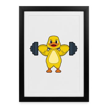 Culturiste Canard Bodybuilder Barbell Bodybuilding - Affiche encadrée (27 × 37 cm) - noir - Devant