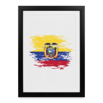Drapeau de l'Équateur utilisé - Affiche encadrée (27 × 37 cm) - noir - Devant