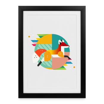 Fuchs Motiv – Design moderne et proximité avec la nature - Affiche encadrée (27 × 37 cm) - noir - Devant