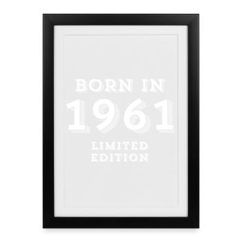 1961, date of birth, 63 years old, birth - Framed poster (27 × 37 cm) - black - Front