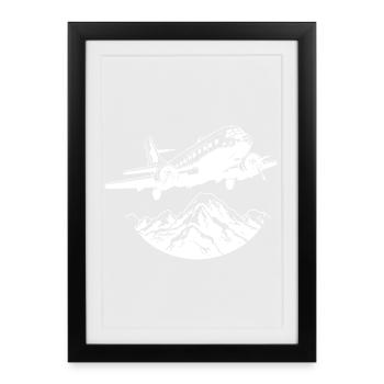 Airplane Drawing - Framed poster (27 × 37 cm) - black - Front