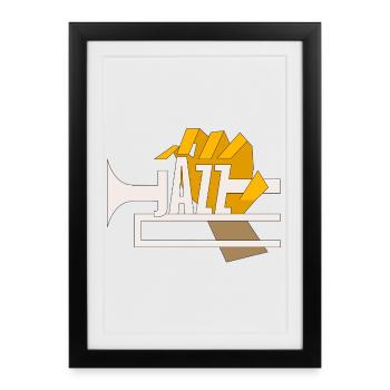 Tshirt Trompette Jazz - Affiche encadrée (27 × 37 cm) - noir - Devant