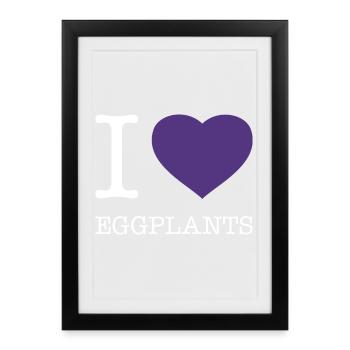 J’ADORE LES AUBERGINES - Affiche encadrée (27 × 37 cm) - noir - Devant