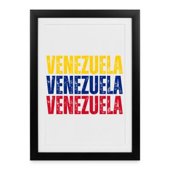 Drapeau du Venezuela, fierté vénézuélienne - Affiche encadrée (27 × 37 cm) - noir - Devant