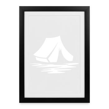 Symbole de la tente pour les amateurs de plein air et les randonneurs - Affiche encadrée (27 × 37 cm) - noir - Devant