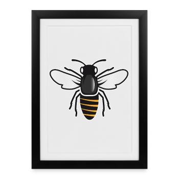Stilisierte Biene - Insektenmotiv im Patch-Stil - Gerahmtes Poster (27 × 37 cm) - Schwarz - Vorne