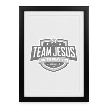 TEAM JESUS UNITED PRAY-ERS gris blanc Chrétien - Affiche encadrée (27 × 37 cm) - noir - Devant