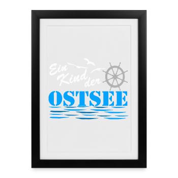 Logo nautique de l’enfant de la mer Baltique - Affiche encadrée (27 × 37 cm) - noir - Devant