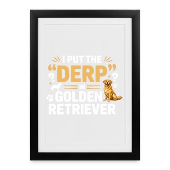 Funny Golden Retriever Derp Dog Design  - Framed poster (27 × 37 cm) - black - Front