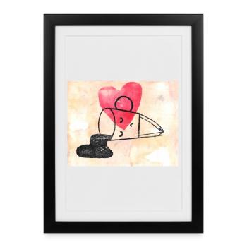 Heart Motif with Line Art Coffee Mug in Love - Framed poster (27 × 37 cm) - black - Front