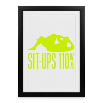 Fanatiques de fitness Redressements assis 110 % Gymnastique suédoise Gym - Affiche encadrée (27 × 37 cm) - noir - Devant