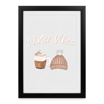 Winter Vibes Cold Season Hat Mug - Framed poster (27 × 37 cm) - black - Front