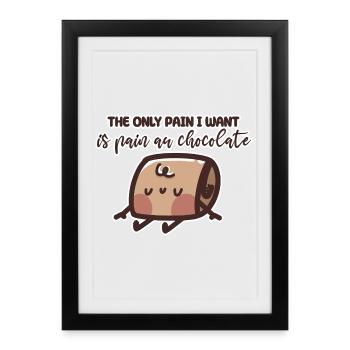 Pain au chocolat Dessin animé Conception de personnages - Affiche encadrée (27 × 37 cm) - noir - Devant