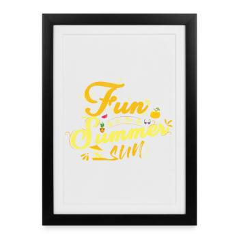 Gratuit En Été Motif Aux Fruits - Affiche encadrée (27 × 37 cm) - noir - Devant
